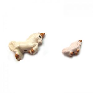 Ceramic Bead Large and Small White Unicorn laying down