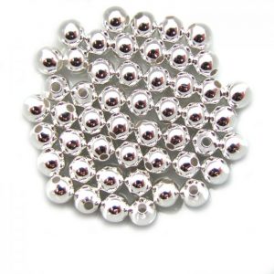 base metal smooth round silver colour beads