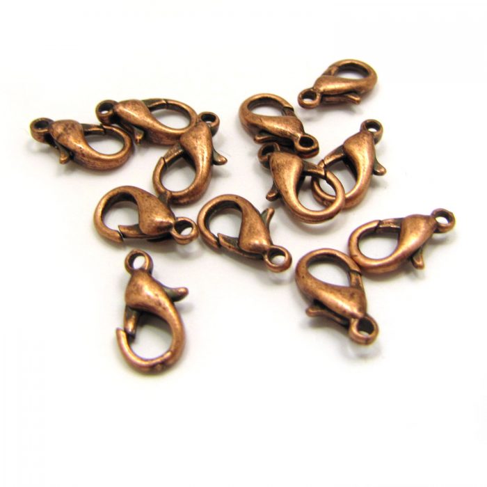 Lobster Clasps Antique Copper Lobster Claw Parrot Clasps 10mm x 5mm 24  Clasps 24 clasps F141B