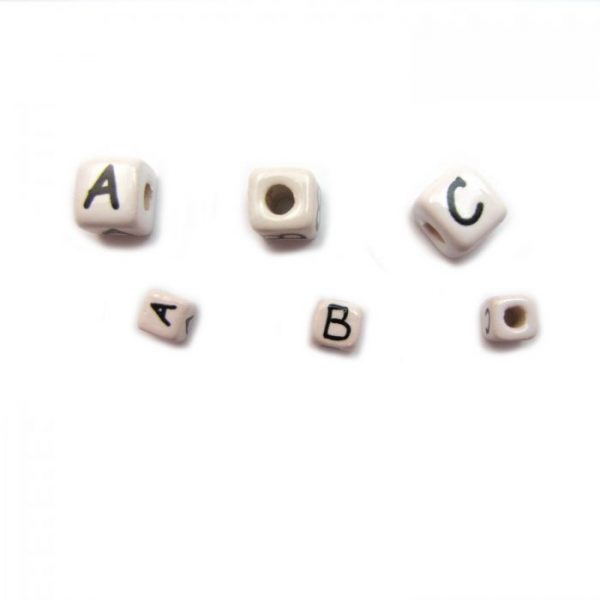 ceramic cube alphabet letters showing hole sizes