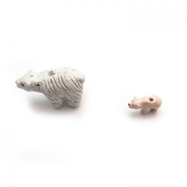 ceramic animal beads large and small - polar bear