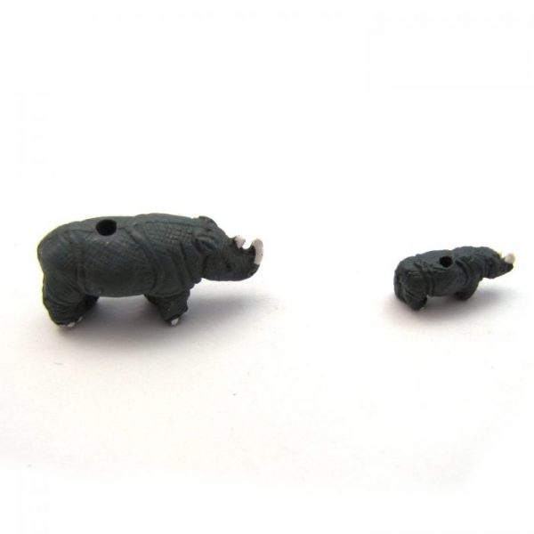 ceramic animal beads large and small - rhino