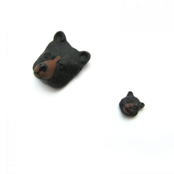bear face ceramic beads large and small