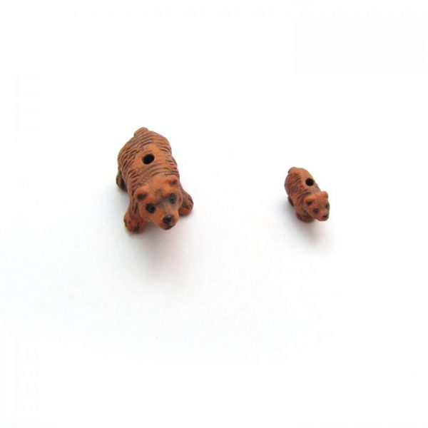 brown bear ceramic beads large and small