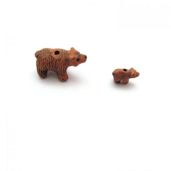 brown bear ceramic beads large and small