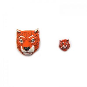 ceramic beads large and small tiger face front view
