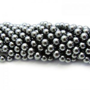 hematite smooth round stone strands