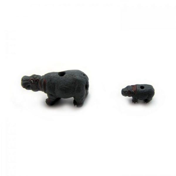 hippo side on large and small ceramic beads