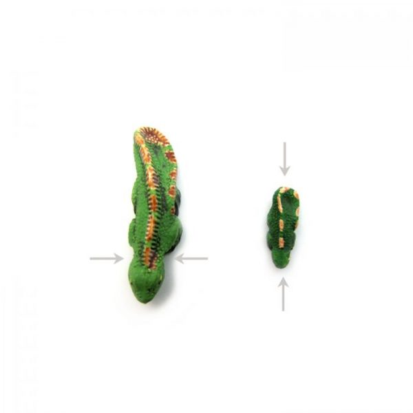 iguana top view showing bead hole location large and small ceramic beads