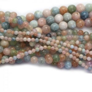 morganite multicolour strand smooth round stones group image