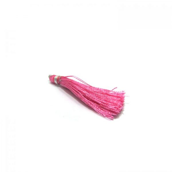 4.5cm silk tassel with silver loop - pink