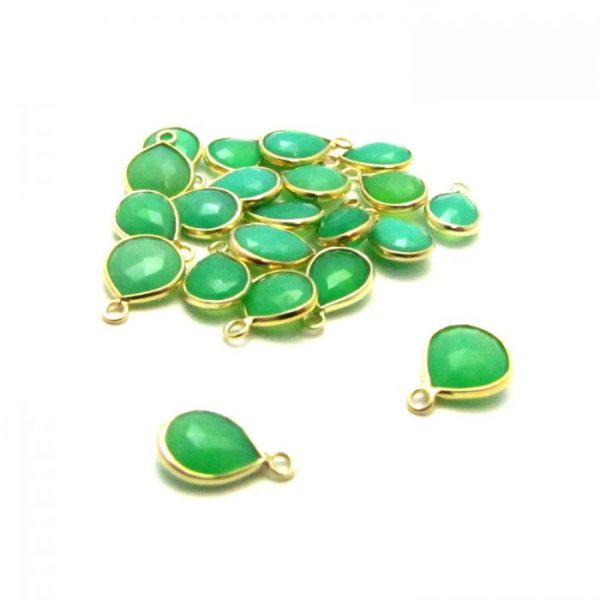 Gold Edged Chrysoprase drop