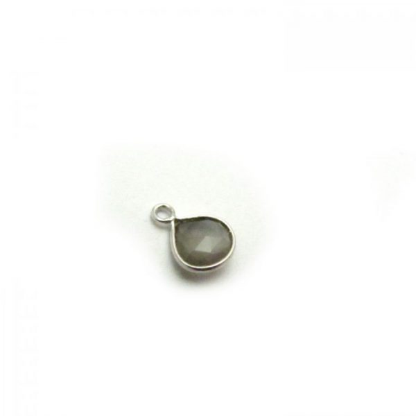 Grey Moonstone silver edged drop