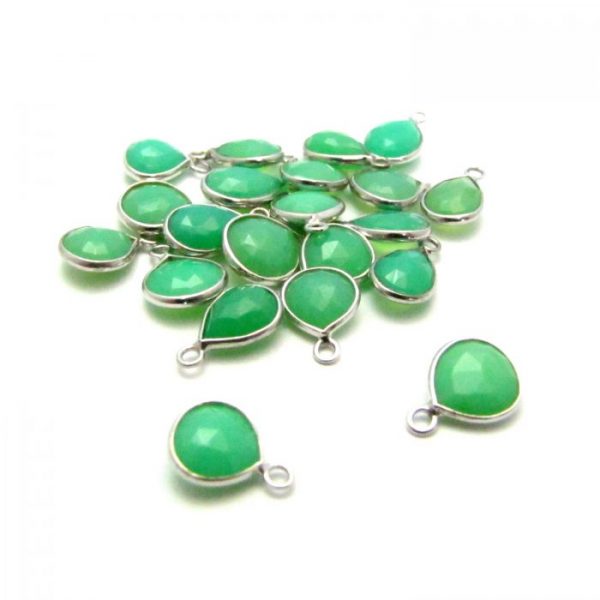 Silver Edged Chrysoprase drop