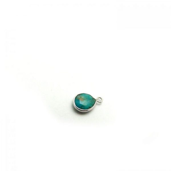 Turquoise silver edged drop