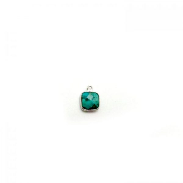 Turquoise silver edged drop square