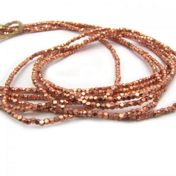 brass faceted nugget beads - copper plated