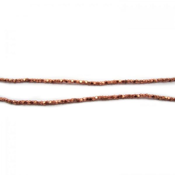 brass faceted nugget beads - copper plated strand