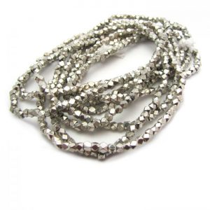 brass faceted nugget beads - silver plated