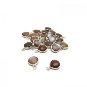 chocolate Moonstone silver edged drop