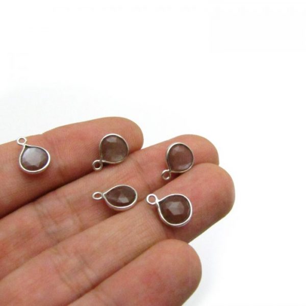 chocolate Moonstone silver edged drop