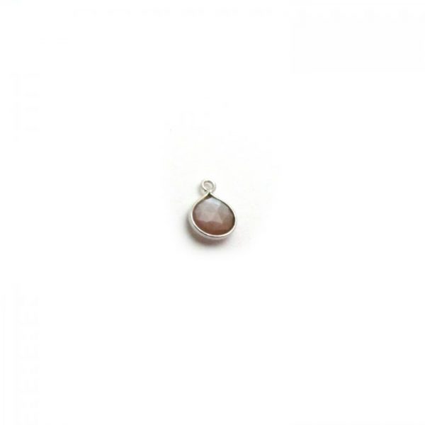 chocolate Moonstone silver edged drop