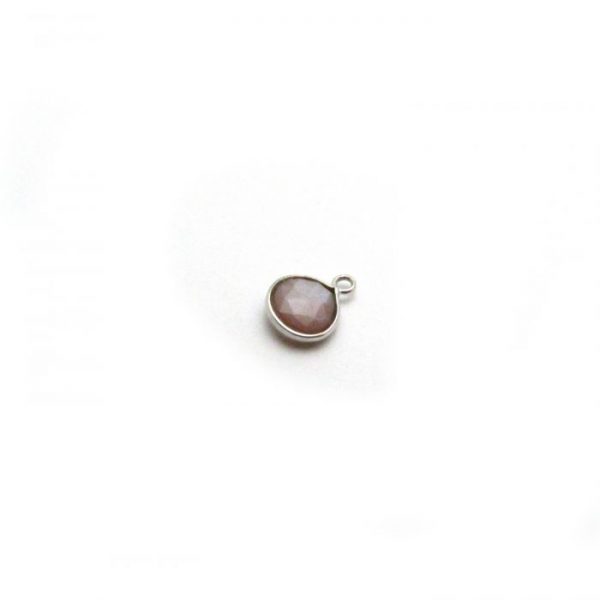 chocolate Moonstone silver edged drop