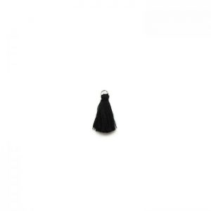 3cm cotton tassel with base metal silver jump ring - black