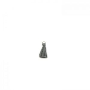 3cm cotton tassel with base metal silver jump ring - grey