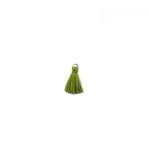 3cm cotton tassel with base metal silver jump ring - olive