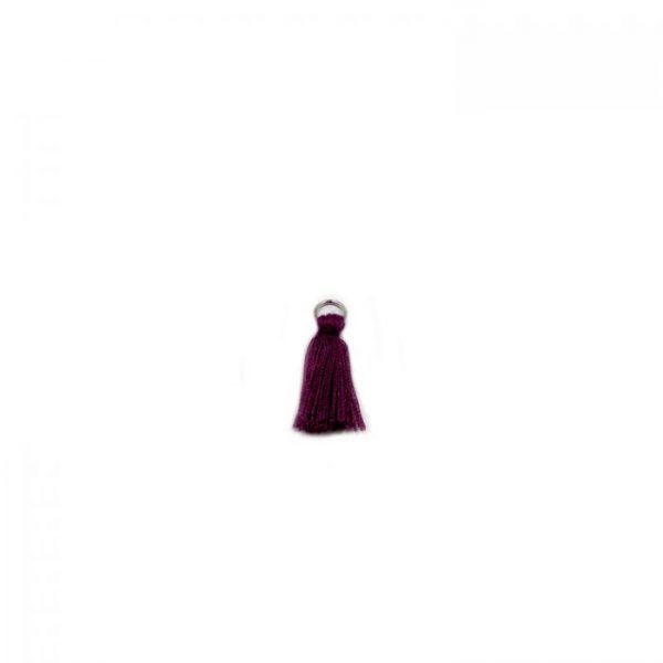 3cm cotton tassel with base metal silver jump ring - purple