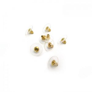 Bullet earring backs with plastic disc - Gold
