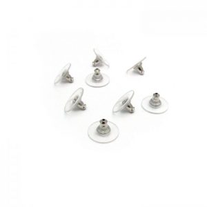Bullet earring backs with plastic disc - Silver