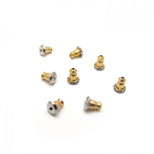 base metal bullet earring backs - gold and silver