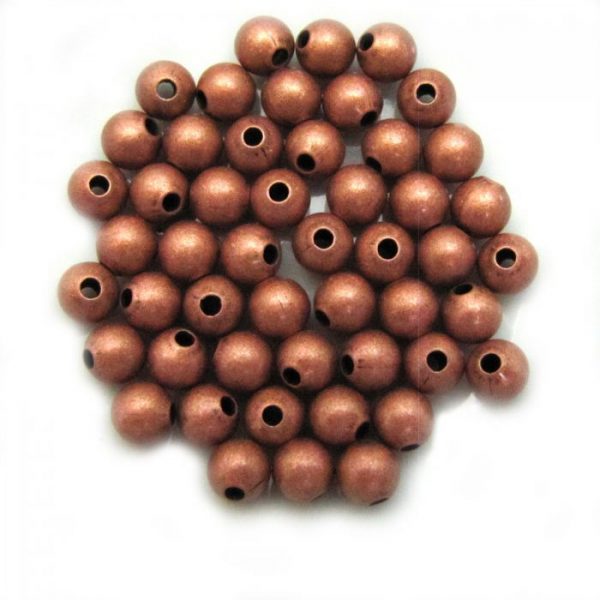 base metal smooth round copper colour beads