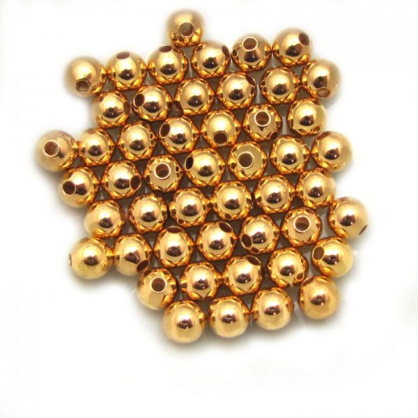 base metal smooth round gold colour beads