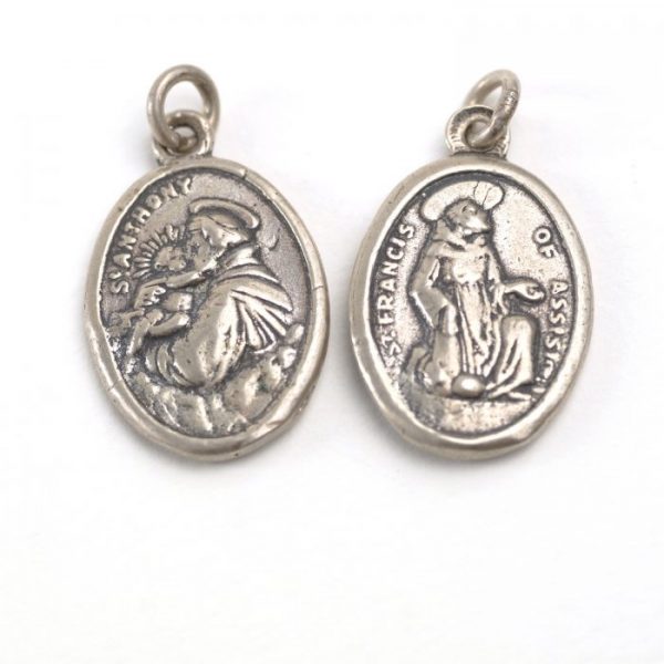 Sterling Silver St Anthony and St Francis Medallion