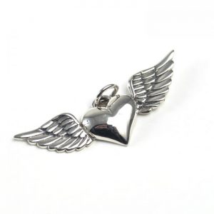 sterling silver heart with wings charm