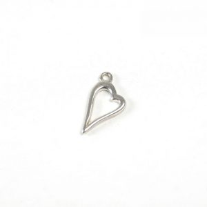 Sterling Silver Outlined Elongated Heart Charm