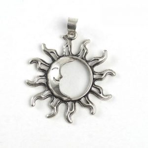 Sun with Moon (large, silver color)