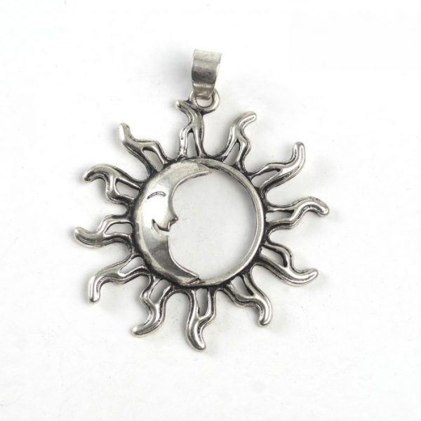 Sun with Moon (large, silver color)