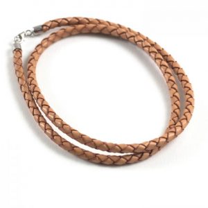 4mm Braided Leather Pre-Made Necklace - Natural