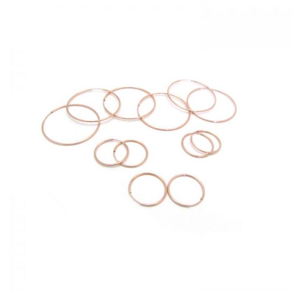 rose gold fill hoops all sizes