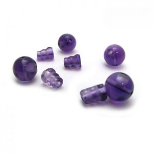 amethyst - 3 hole guru bead and cap sets