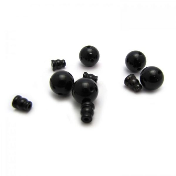 onyx - 3 hole guru bead and cap sets
