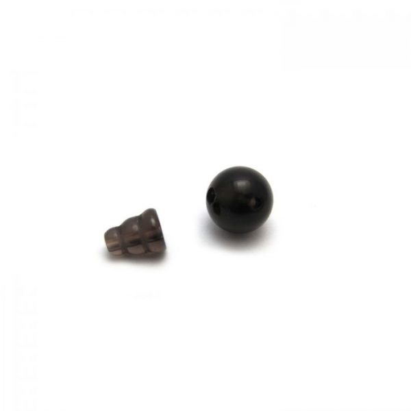 smokey quartz - 3 hole guru bead and cap set