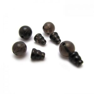 smokey quartz - 3 hole guru bead and cap sets