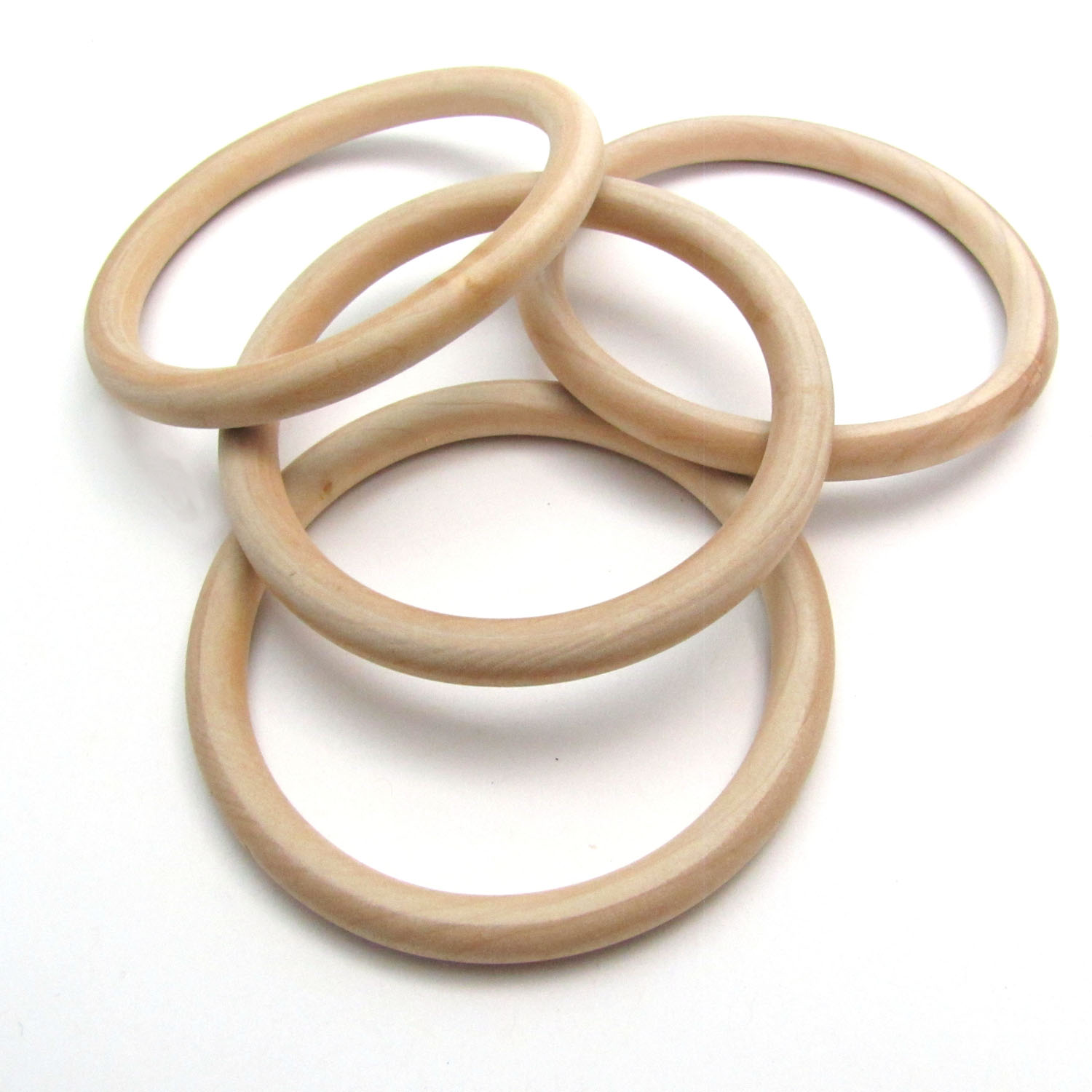 Raw Wood Macrame Thin Ring 3″ Country Beads