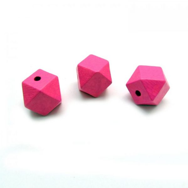 Pink hexagon bead - 3 views