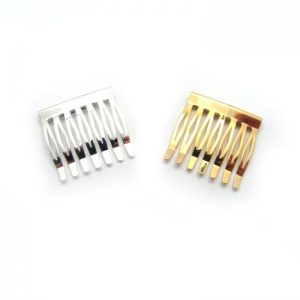 metal hair comb - 7 tooth - gold and silver